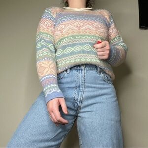 Vintage Pastel Geometric Sweater